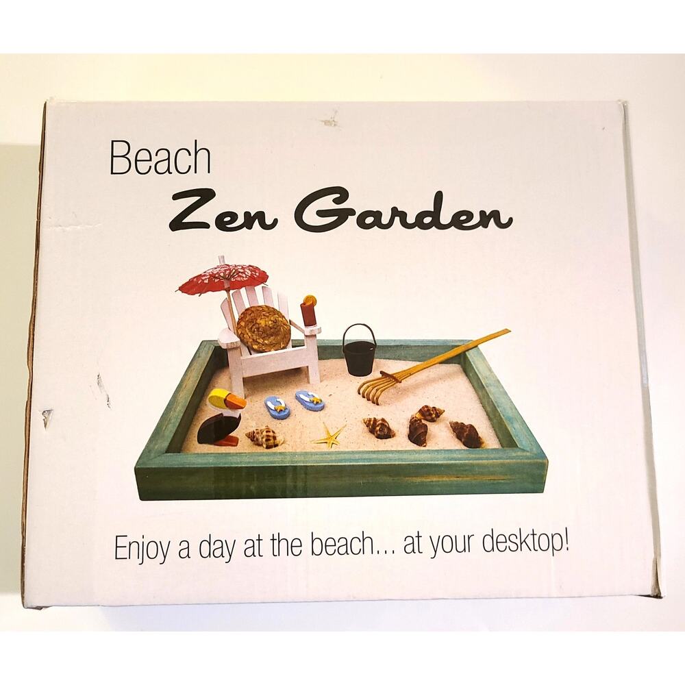 Zen Life Beach Zen Garden Kit Desktop 8x10 Sea Shore Tropical Chair Missing